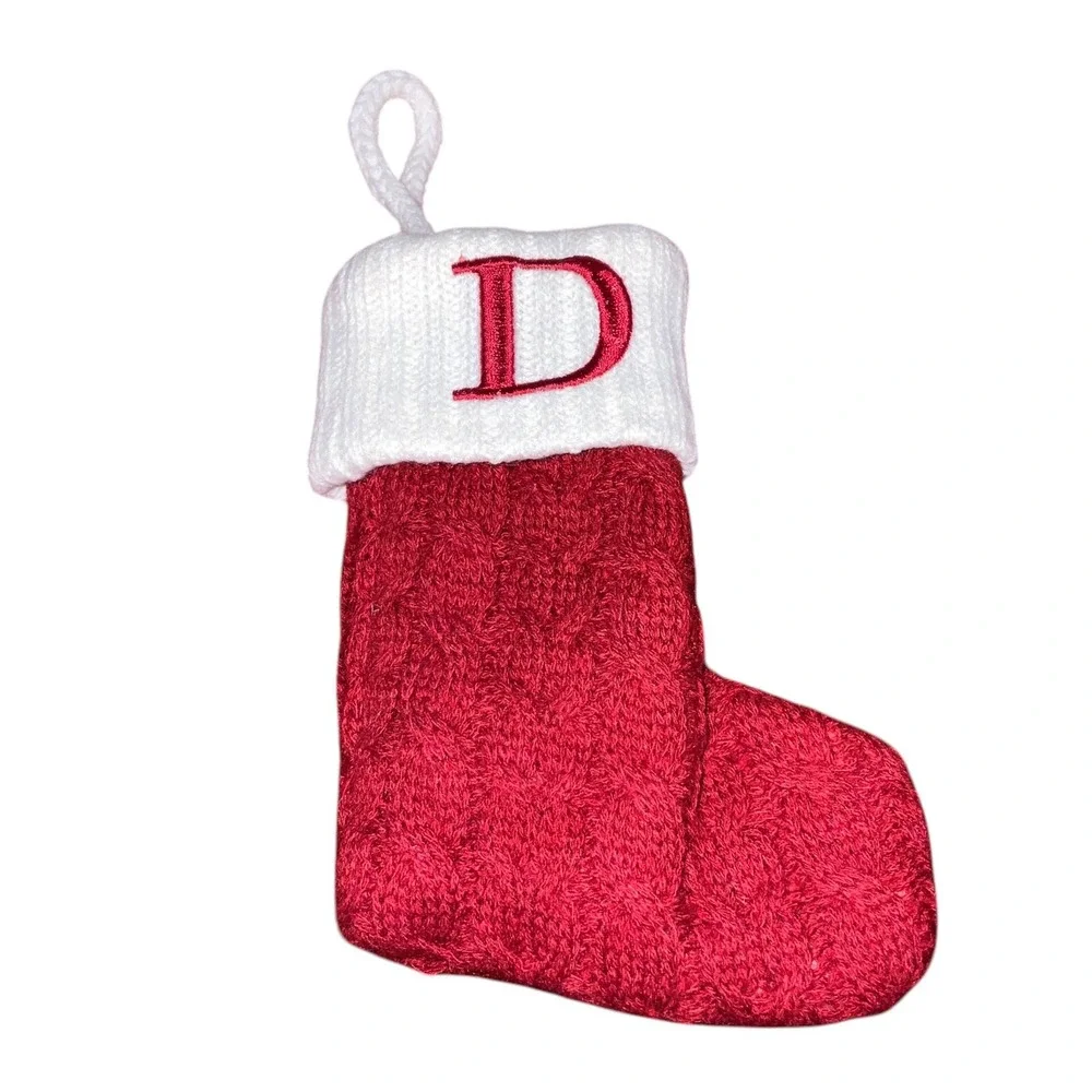 Wondershop Monogram Mini Christmas Stocking Initial D Red Knit Target 7